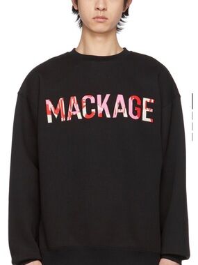 Mackage Black Crewneck Sweatshirt with Pink Logo